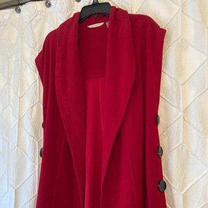 Red Cardigan with shawl collar and button detailing